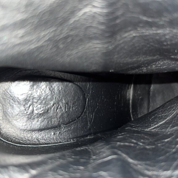 VIC MATIE 4" HEEL PLATFORM BACK ZIP BLACK LEATHER ANKLE BOOT  MADE IN ITALY - 37 - Picture 7 of 9